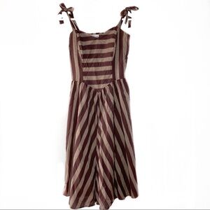 Striped Midi Dress‎ in Brown and Cream